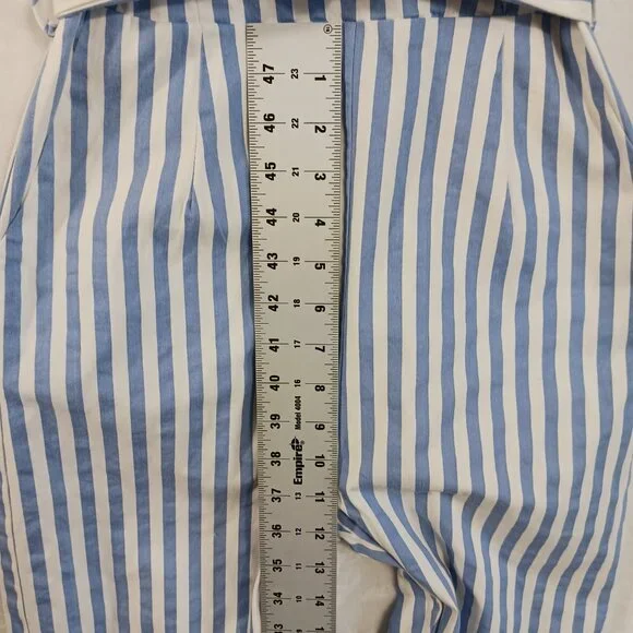 Main Strip, Blue & White Stripe, Off Shoulder Jumpsuit, Spaghetti Straps, Medium - Picture 12 of 14